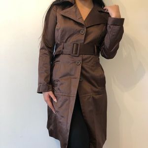 Bebe Brown Satin Trench Coat